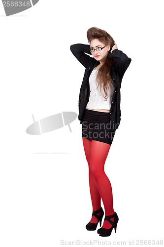 Image of Teenage girl in black and red clothes