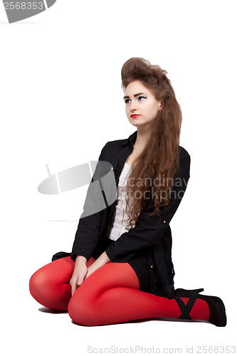 Image of Teenage girl in black and red clothes