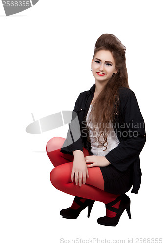 Image of Teenage girl in black and red clothes