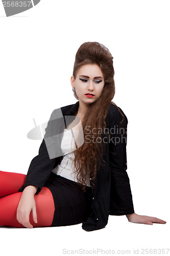 Image of Teenage girl in black and red clothes