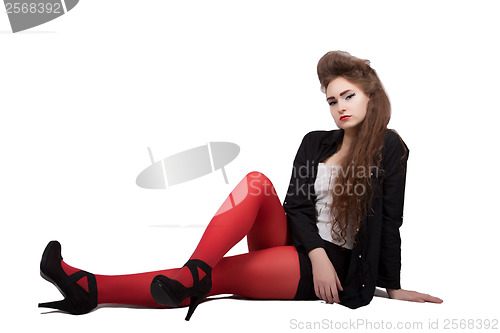 Image of Teenage girl in black and red clothes