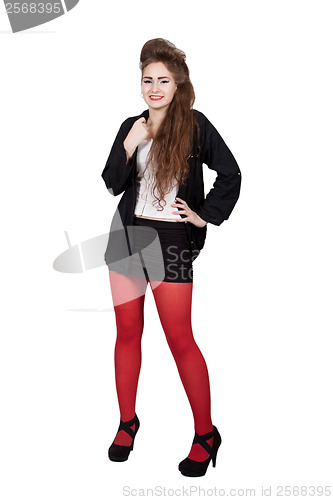 Image of Teenage girl in black and red clothes