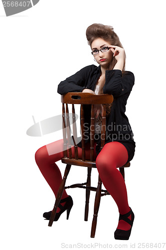 Image of Teenage girl in black and red clothes