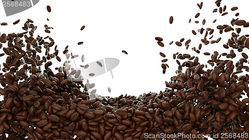 Image of Coffee beans mixed and tossed isolated