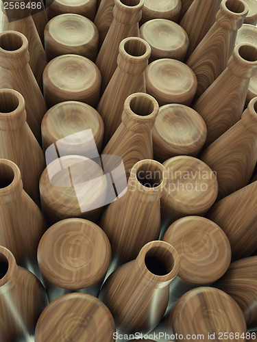 Image of Storage of empty wooden bottles for wine or beer