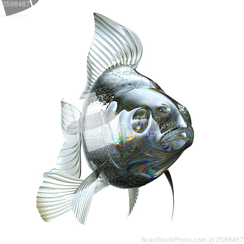 Image of Goldfish made of semitransparent glass isolated