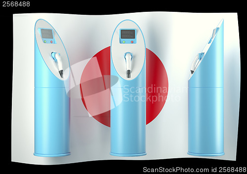 Image of Charging stations with Japanese flag