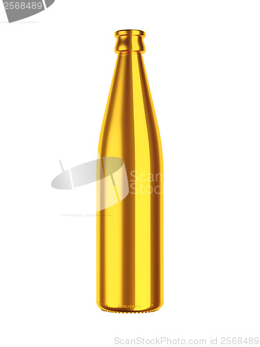 Image of Golden bottle for beer or water isolated