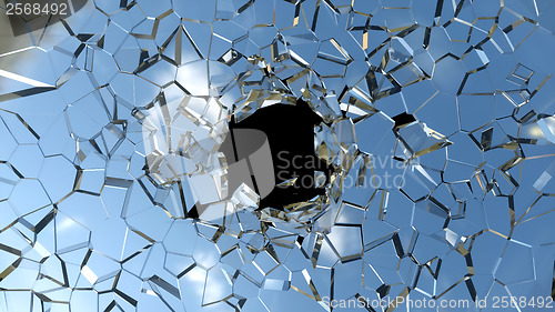 Image of Broken shattered glass pieces isolated 