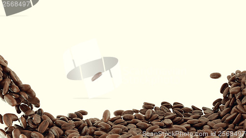 Image of Mixing and falling coffee beans isolated