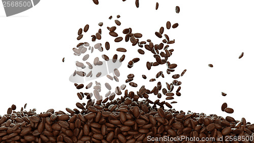 Image of Filling the frame with roasted coffee beans isolated 