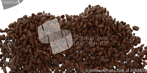 Image of Flying and mixing roasted coffee beans isolated
