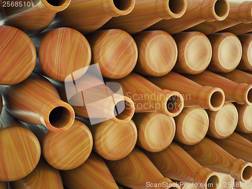 Image of Storage of many empty wooden bottles for wine or beer