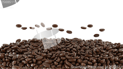 Image of Tossed roasted coffee beans isolated