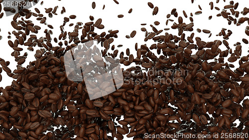 Image of Mixing roasted coffee beans isolated