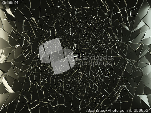 Image of Shattered glass: sharp Pieces on black