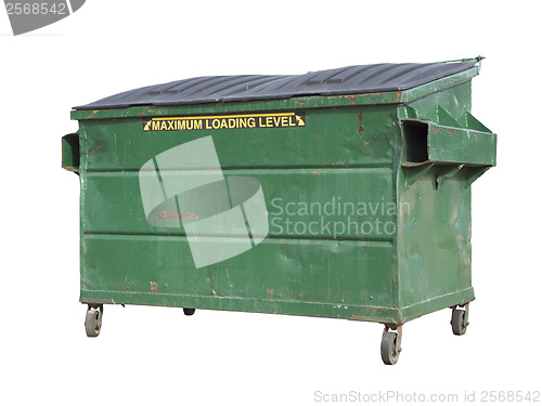 Image of Green Trash or Recycle Dumpster On White with Clipping Path