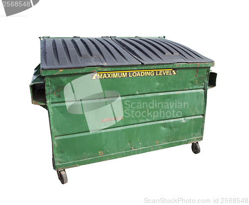 Image of Green Trash or Recycle Dumpster On White with Clipping Path