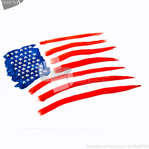 Image of american flag independence day drawing watercolor