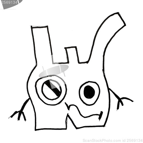 Image of monster ears evil hero hand drawing isolated