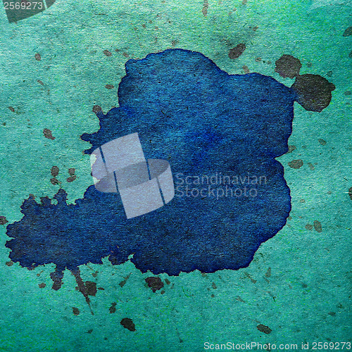 Image of watercolor abstract blue green background paint color blob desig