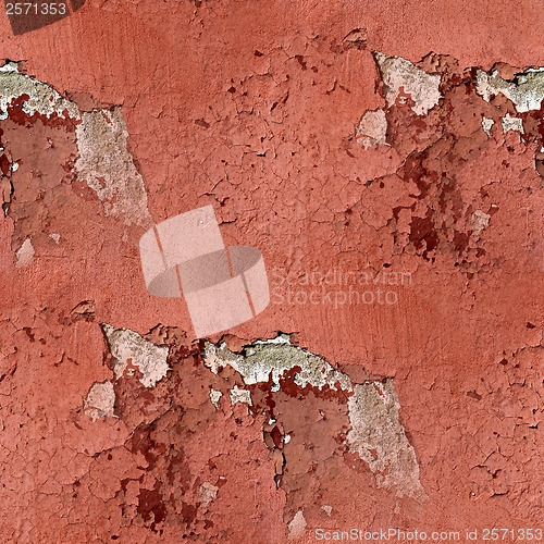 Image of red wall plaster cracks paint seamless background texture
