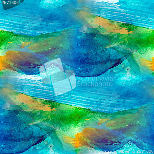 Image of abstract watercolors blue green seamless texture hand painted ba