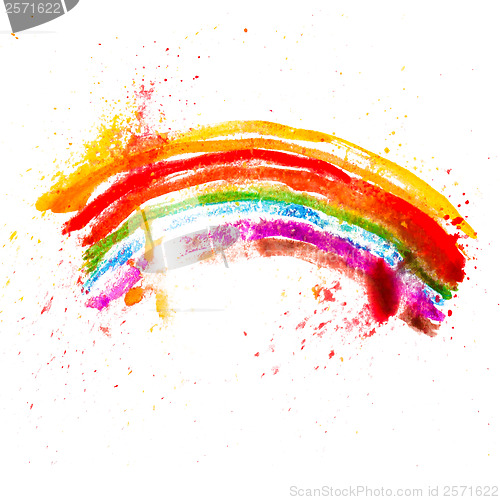 Image of rainbow watercolor blot is isolated on a white background