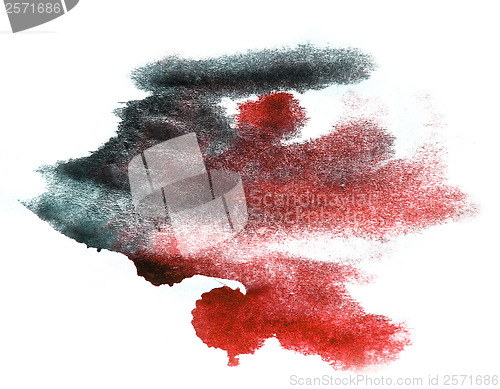 Image of ink watercolor red, blue paint splatter splash grunge background