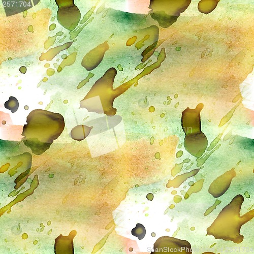 Image of watercolour green, brown brush texture isolated