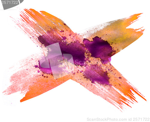 Image of background watercolour yellow, purple brush texture isolated on