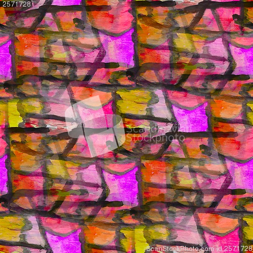 Image of grunge texture, watercolor seamless yellow pink black band backg