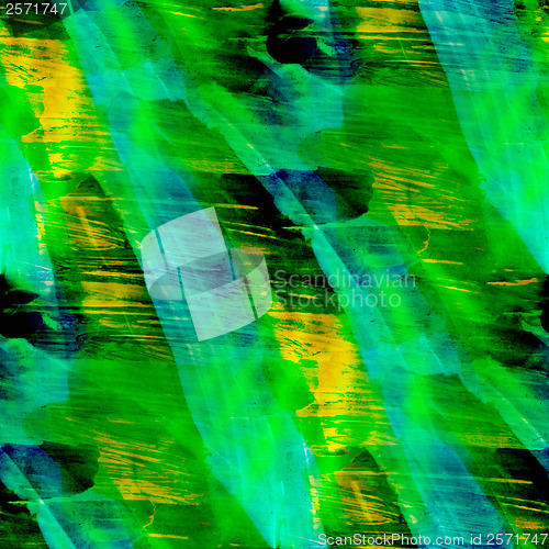 Image of raster abstract green yellow painted wallpaper contemporary art 
