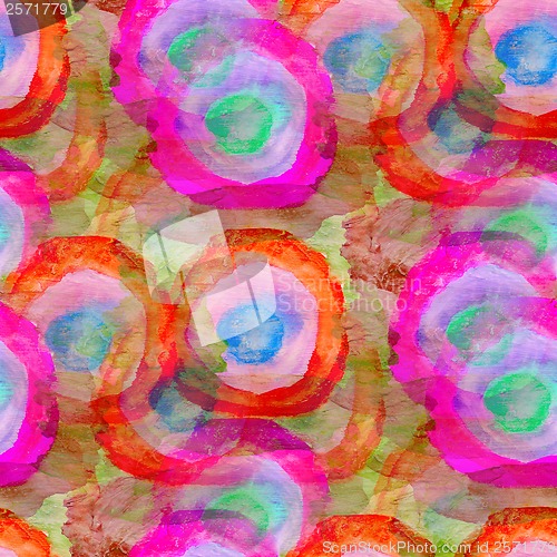 Image of grunge texture, watercolor colorful circle seamless background d
