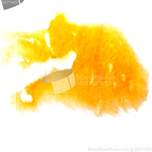 Image of watercolor yellow blot hand isolated stain raster illustration