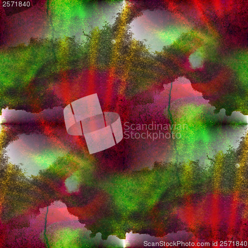 Image of raster abstract green purple black watercolor stain illustration