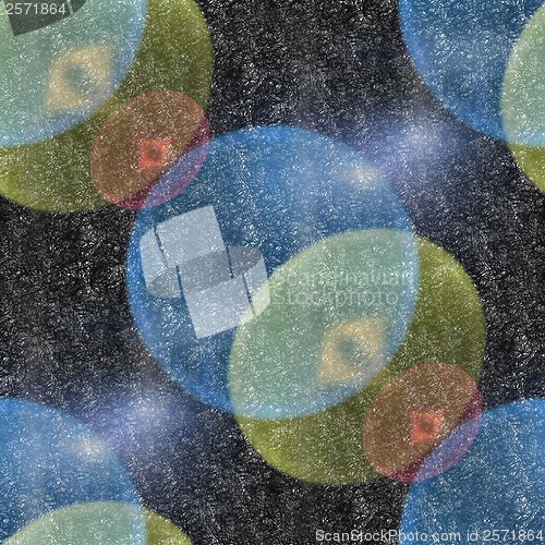 Image of glare from seamless black circles background abstract and waterc