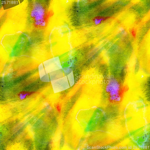 Image of yellow seamless green watercolor painting abstract