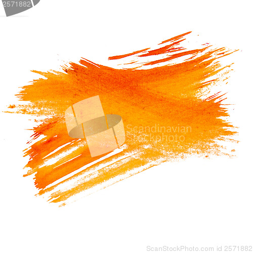 Image of orange watercolors spot blotch  isolated on white background