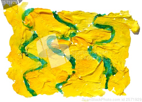 Image of art daub watercolor yellow green ornament background abstract pa