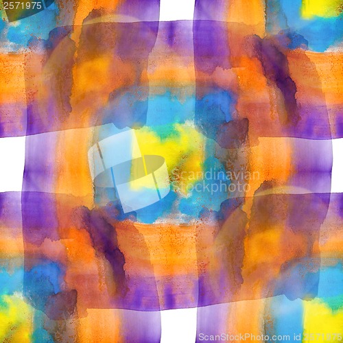 Image of glare from purple blue yellow orange watercolors spot blotch