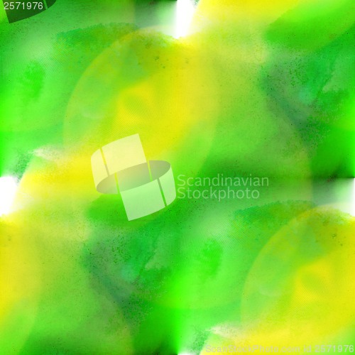 Image of glare from spot watercolor green yellow blotch texture isolated