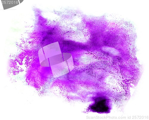 Image of spot watercolor, purple blotch texture isolated on white backgro