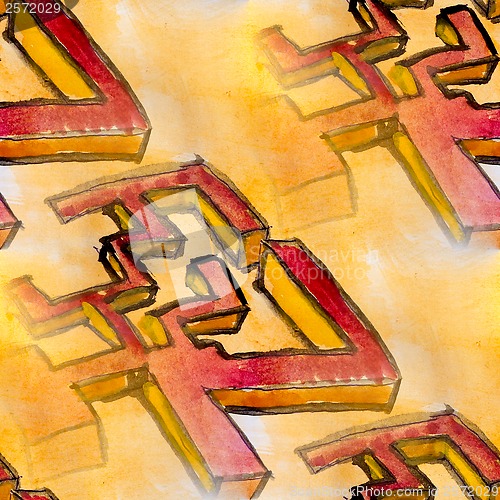 Image of watercolor seamless yellow red cubism background