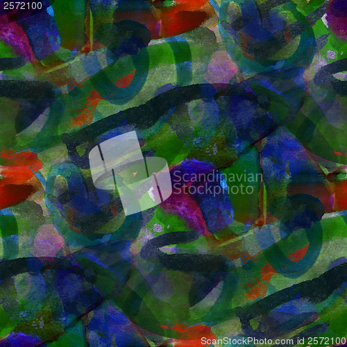 Image of abstract watercolor green blue red seamless texture hand painted