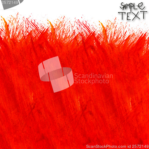 Image of background hand orange red watercolour brush texture isolated