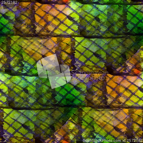 Image of grunge band green, yellow, mesh texture, watercolor seamless, ba