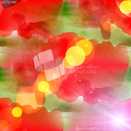 Image of bokeh abstract red green watercolor art seamless texture hand pa
