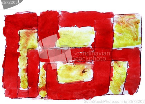 Image of abstract red, yellow isolated watercolor stain
