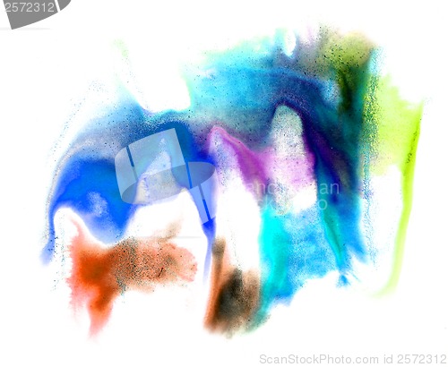 Image of watercolor brush blue green abstract  art artistic isolated back